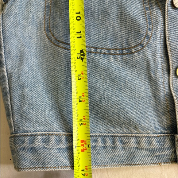 Vintage Streets Ahead Denim Jean Leather Vest Size M 100% Cotton Western Pins - Picture 7 of 15